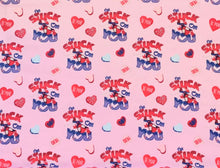 Load image into Gallery viewer, Character Valentine’s Day - Spider-Man I’m Stuck on You - Light Pink Fabric - 1/2 Meter - Cotton Fabric