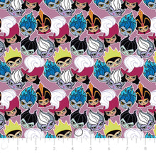 Charger l'image dans la galerie, Disney Villains Kawaii Collection - Cute Villain Faces - Purple Fabric - 1/2 Meter - Cotton Fabric