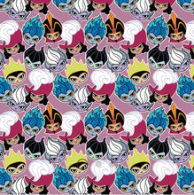 Charger l'image dans la galerie, Disney Villains Kawaii Collection - Cute Villain Faces - Purple Fabric - 1/2 Meter - Cotton Fabric