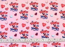 Load image into Gallery viewer, Character Valentine’s Day - Spider-Man I’m Stuck on You - Light Pink Fabric - 1/2 Meter - Cotton Fabric