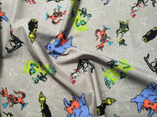 Load image into Gallery viewer, Dr. Seuss Halloween Characters- Grey Fabric - 1/2 Meter - Cotton Fabric