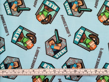 Load image into Gallery viewer, Minecraft Alex and Steeve - Aqua Fabric - 1/2 Meter - Cotton Fabric