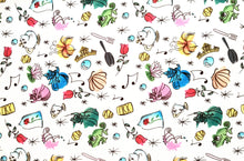 Load image into Gallery viewer, Princess Icon Toss 73936 - White Fabric - 1/2 Meter - Cotton Fabric