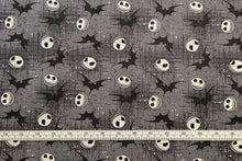 Load image into Gallery viewer, Jack whit Bats 72947 - Gray Fabric - 1/2 Meter - Cotton Fabric