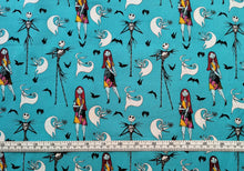 Load image into Gallery viewer, Jack And Sally whit Zero 73200 - Aqua Fabric - 1/2 Meter - Cotton Fabric