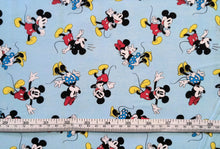 Load image into Gallery viewer, Mickey and Minnie - Light Blue Fabric - 1/2 Meter - Cotton Fabric