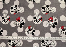 Load image into Gallery viewer, Mickey Head Toss - Gray Fabric - 1/2 Meter - Cotton Fabric