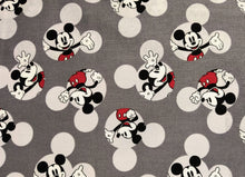 Load image into Gallery viewer, Mickey Head Toss - Gray Fabric - 1/2 Meter - Cotton Fabric