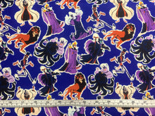 Load image into Gallery viewer, Disney Villains Mayhem Collection - Villain Cut Out Clooage - Blue Fabric - 1/2 Meter - Cotton Fabric