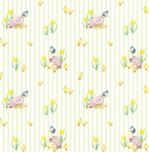 Load image into Gallery viewer, Peter Rabbit and Friends - Duck Stripe - Cream Fabric - 1/2 Meter - Cotton Fabric