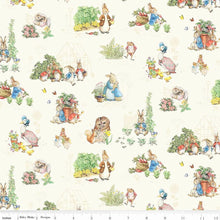 Load image into Gallery viewer, Peter Rabbit and Friends Characters - Cream Fabric - 1/2 Meter - Cotton Fabric