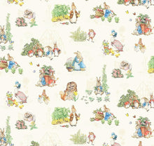 Load image into Gallery viewer, Peter Rabbit and Friends Characters - Cream Fabric - 1/2 Meter - Cotton Fabric