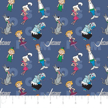 Load image into Gallery viewer, The Jetsons - Characters & Letters - Blue Fabric - 1/2 Meter - Cotton Fabric