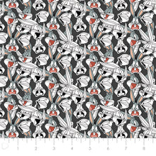 Load image into Gallery viewer, Looney Tunes II - Looney Tunes Bugs Expressions - Charcoal Fabric - 1/2 Meter - Cotton Fabric
