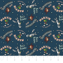 Load image into Gallery viewer, Looney Tunes II - Looney Tunes Retro Characters Navy Fabric - 1/2 Meter - Cotton Fabric
