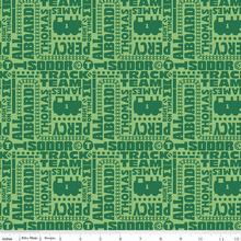 Load image into Gallery viewer, Thomas and Friends Text Green Fabric - 1/2 Meter - Cotton Fabric