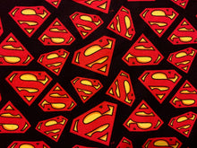 Load image into Gallery viewer, Superman Black Logo Flannel Fabric - 1/2 Meter