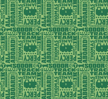 Load image into Gallery viewer, Thomas and Friends Text Green Fabric - 1/2 Meter - Cotton Fabric