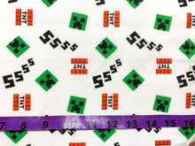 Load image into Gallery viewer, Minecraft Creeper and Icons - White Fabric - 1/2 Meter - Cotton Fabric