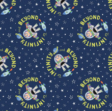 Load image into Gallery viewer, Toy Story Let's Play - Buzz In Space - Navy Fabric - 1/2 Meter - Cotton Fabric