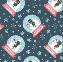 Load image into Gallery viewer, Character Winter Holiday III - Frosty Snow Globe - Navy Fabric - 1/2 Meter - Cotton Fabric