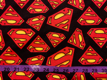 Load image into Gallery viewer, Superman Black Logo Flannel Fabric - 1/2 Meter