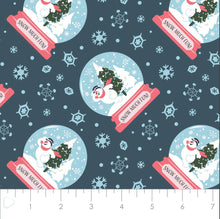 Load image into Gallery viewer, Character Winter Holiday III - Frosty Snow Globe - Navy Fabric - 1/2 Meter - Cotton Fabric