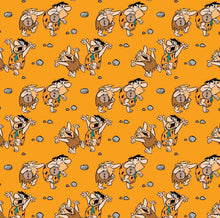 Load image into Gallery viewer, The Flintstones - Fred and Barney - Orange Fabric - 1/2 Meter - Cotton Fabric