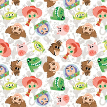 Load image into Gallery viewer, Toy Story Let's Play - Toys Face Toss - White Fabric - 1/2 Meter - Cotton Fabric
