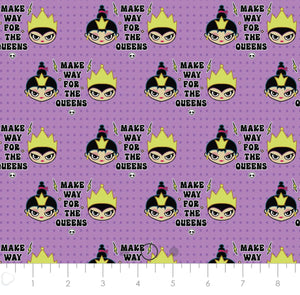 Disney Villains Kawaii Collection - Villainous Queens - Purple Fabric - 1/2 Meter - Cotton Fabric