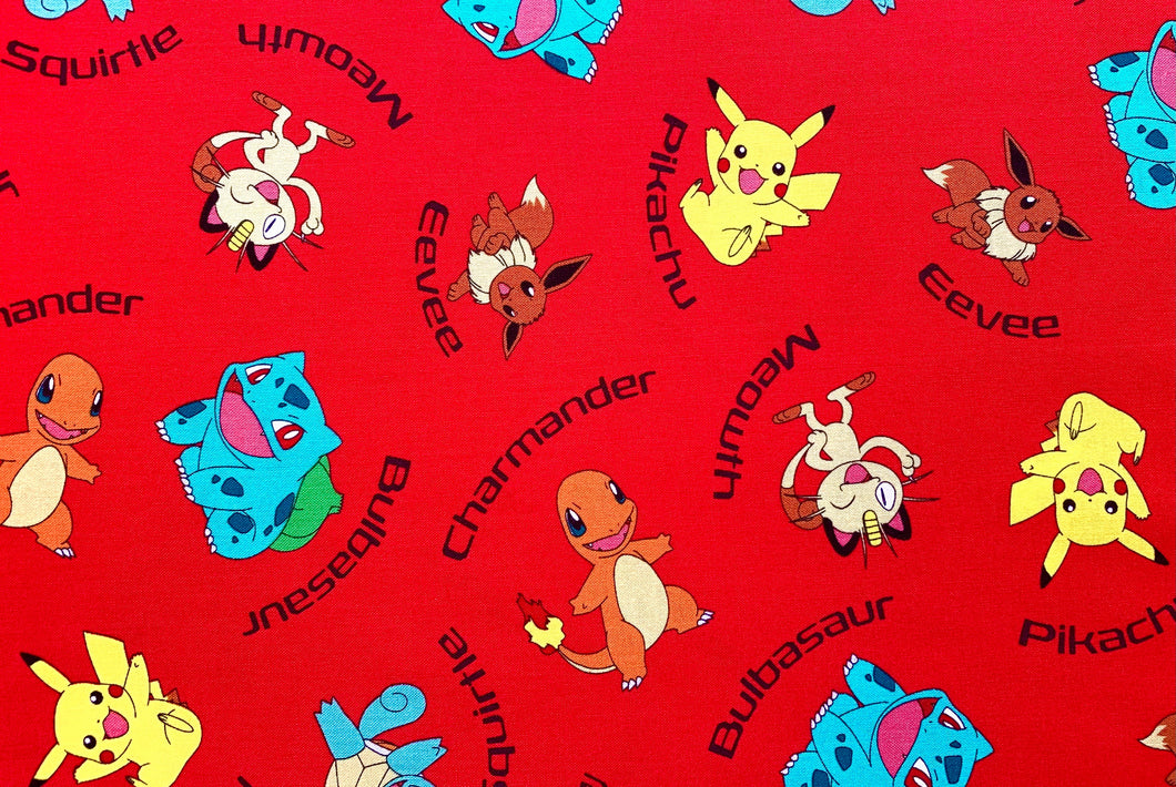 Pokemon Name 72015 Robert Kaufman - 1/2 Meter - Cotton Fabric