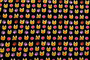 Emoji Cat’s - Black Fabric - 1/2 Meter - Cotton Fabric