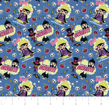 Load image into Gallery viewer, Disney Villains Kawaii Collection - Pretty Evil - Blue Fabric - 1/2 Meter - Cotton Fabric
