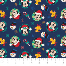 Load image into Gallery viewer, Character Winter Holiday II - Mickey and Friends - Navy Fabric - 1/2 Meter - Cotton Fabric
