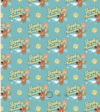 Load image into Gallery viewer, Scooby-Doo School Spirit Collection - SD Homework - Aqua Fabric - 1/2 Meter - Cotton Fabric
