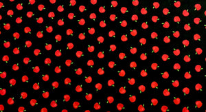 Back to School - Apples - Black Fabric - 1/2 Meter - Cotton Fabric