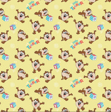 Load image into Gallery viewer, Character Nursery - Looney Tunes Taz Little Terror - Yellow Fabric - 1/2 Meter - Cotton Fabric
