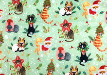 Load image into Gallery viewer, Christmas Cat’s Light Green Minky - 1/2 Meter
