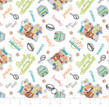 Load image into Gallery viewer, Scooby-Doo School Spirit Collection - SD School Trouble - White Fabric - 1/2 Meter - Cotton Fabric
