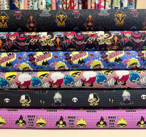 Disney Villains Kawaii 6PCS Fat Quarter Bundle - Cotton Fabric