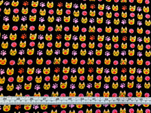 Load image into Gallery viewer, Emoji Cat’s - Black Fabric - 1/2 Meter - Cotton Fabric
