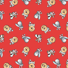 Load image into Gallery viewer, Character Winter Holiday II - Winnie the Pooh - Red Fabric - 1/2 Meter - Cotton Fabric
