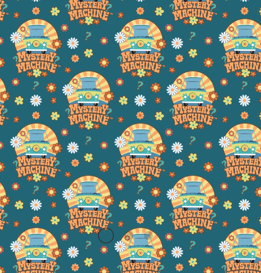 Scooby-Doo School Spirit Collection - SD School Mystery Machine - Blue Fabric - 1/2 Meter - Cotton Fabric