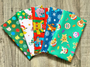 Pokemon Holidays 5 PCS Fat Quarter Bundle - Cotton Fabric