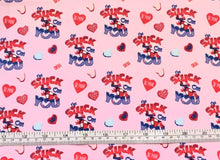 Load image into Gallery viewer, Character Valentine’s Day - Spider-Man I’m Stuck on You - Light Pink Fabric - 1/2 Meter - Cotton Fabric
