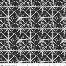 Load image into Gallery viewer, Hey Pumpkin Webs C16033 - Charcoal Fabric - 1/2 Meter - Cotton Fabric
