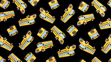 Load image into Gallery viewer, Back to School - School Bus - Black Fabric - 1/2 Meter - Cotton Fabric
