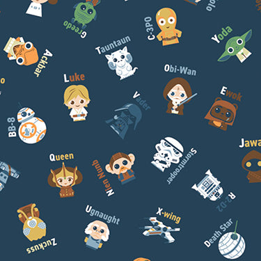 Star Wars Alphabet Toss Flannel Fabric - 1/2 Meter