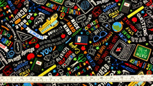 Load image into Gallery viewer, Back to School - School Multi - Black Fabric - 1/2 Meter - Cotton Fabric
