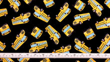 Load image into Gallery viewer, Back to School - School Bus - Black Fabric - 1/2 Meter - Cotton Fabric
